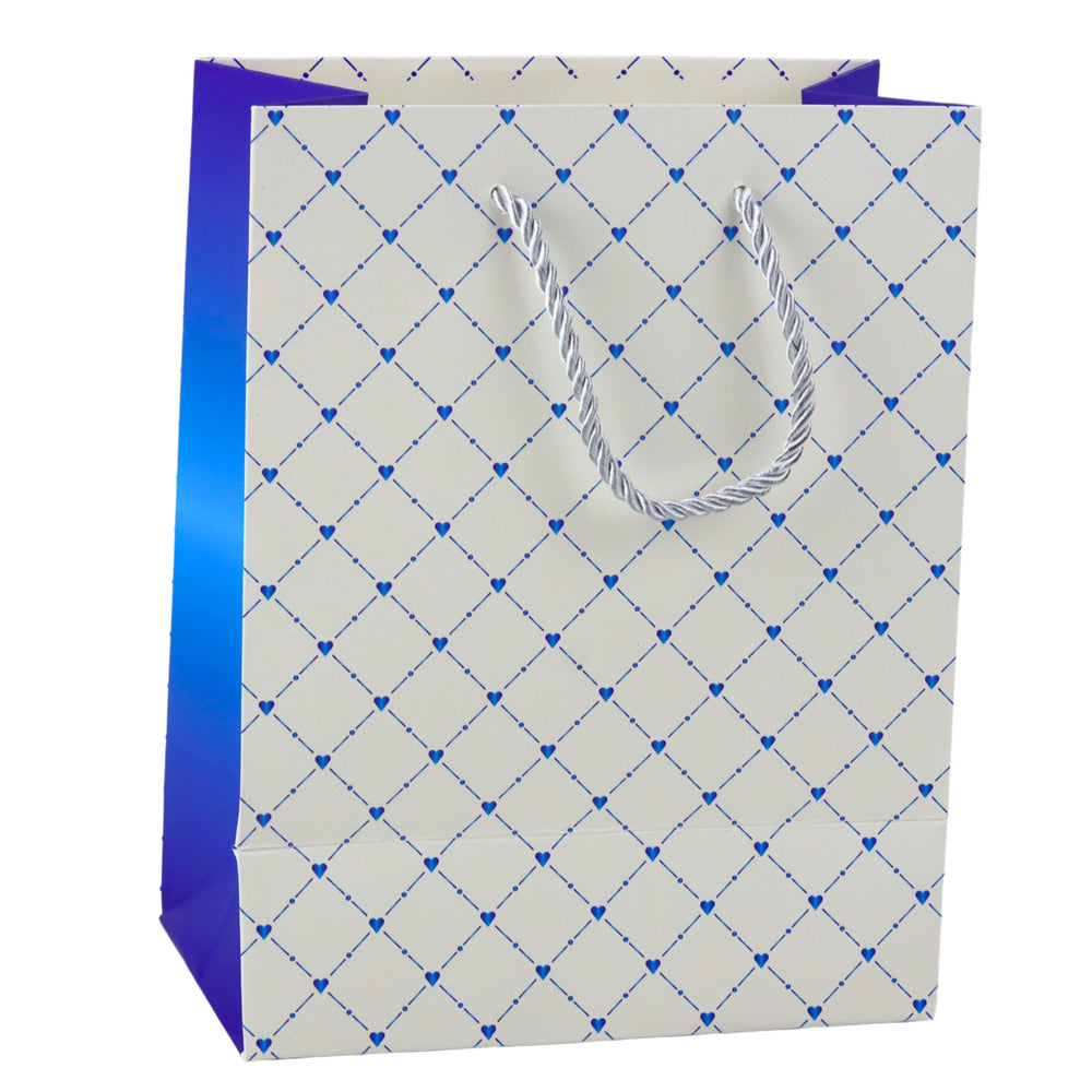 Dárková papírová taška s lesklými srdíčky – 23x18x10,5 cm