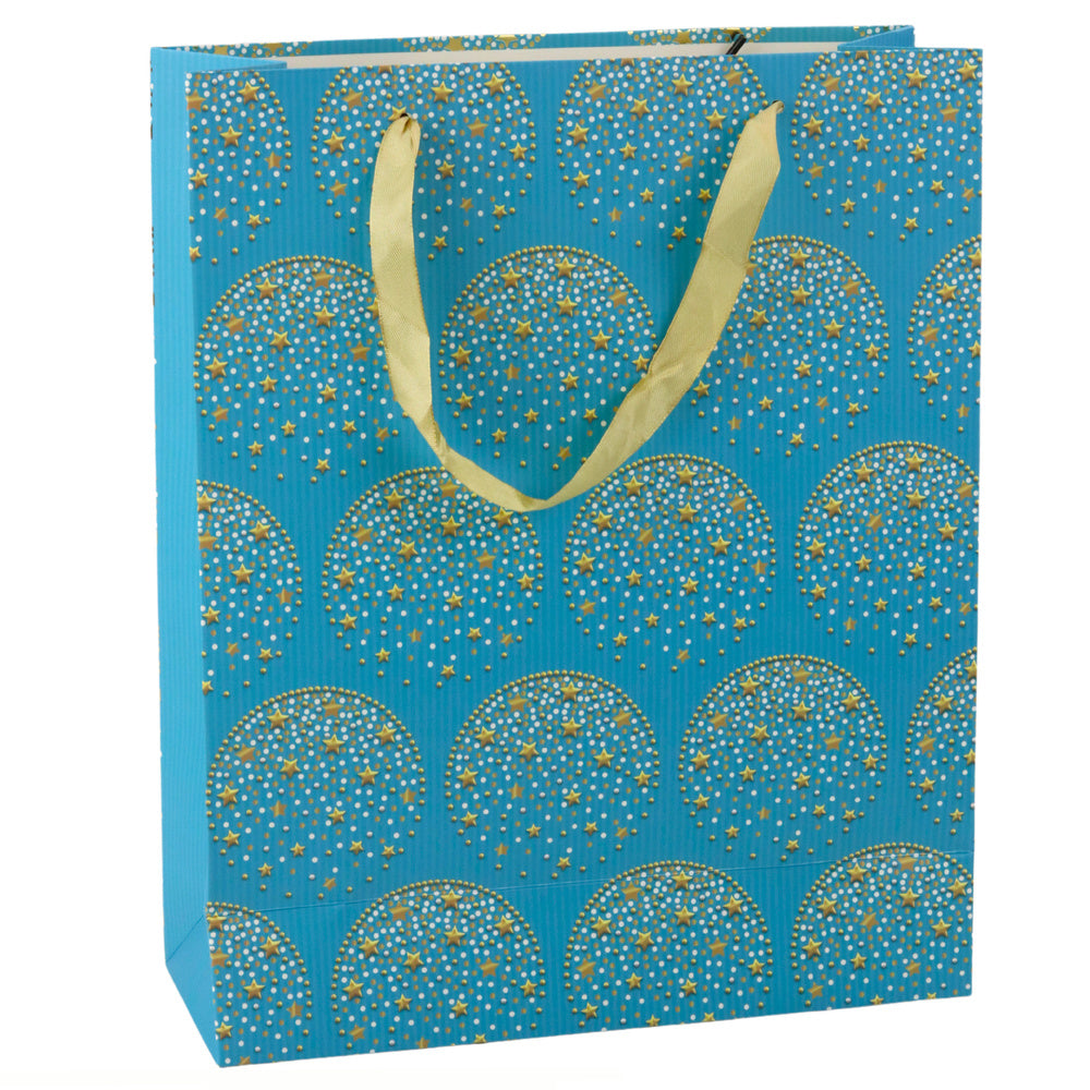 Dárková taška elegantní modrá – se zlatými hvězdičkami