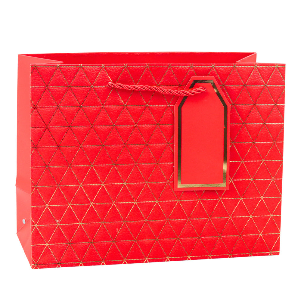 Dárková taška geometrická se zlatými liniemi – 23x18x10 cm