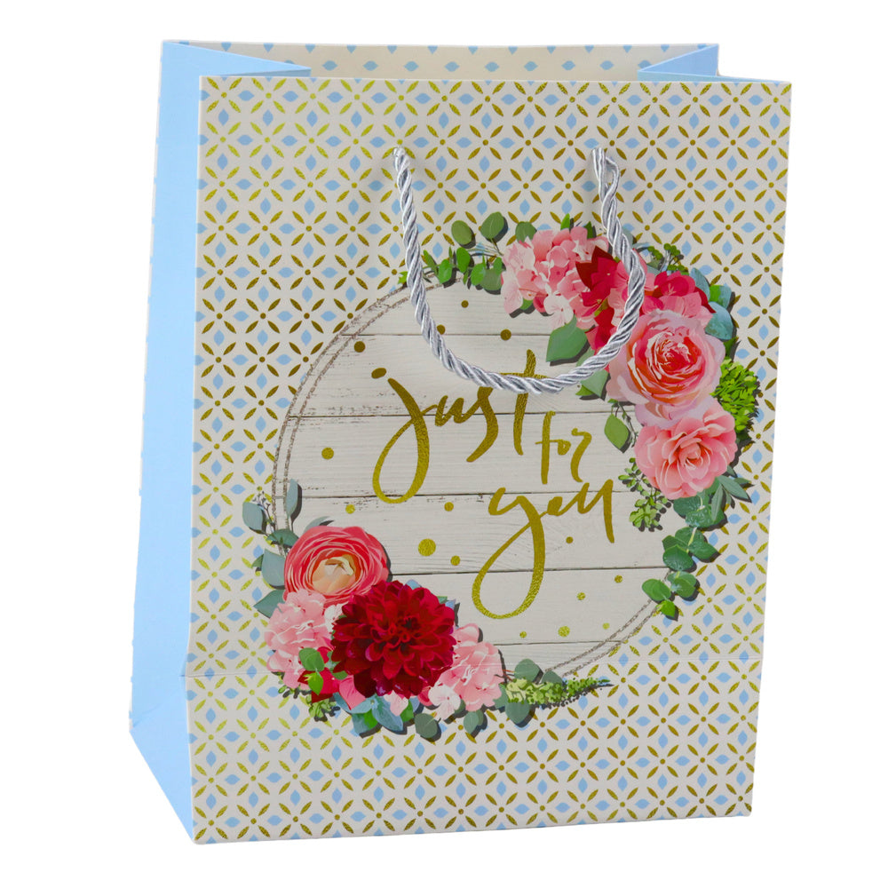 Dárková taška květinový vzor Best Wishes – 23x18x10,5 cm