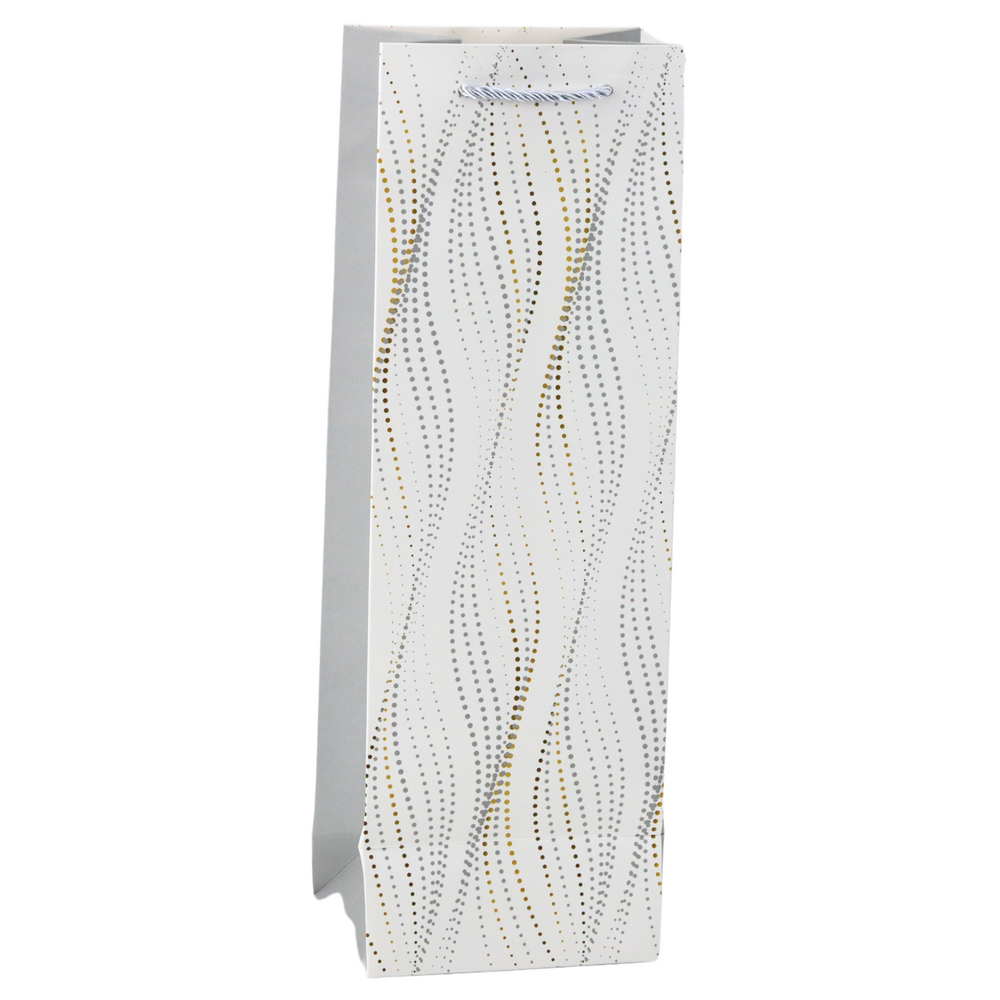 Dárková taška na láhev – lesklé vlny 35x12x9 cm