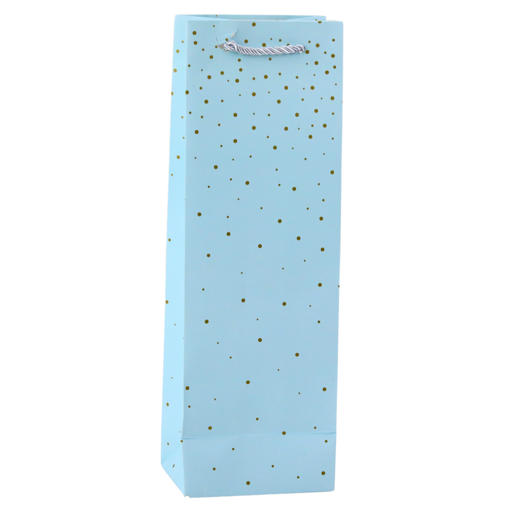 Dárková taška na víno papírová – zlaté tečky 35x12x9 cm