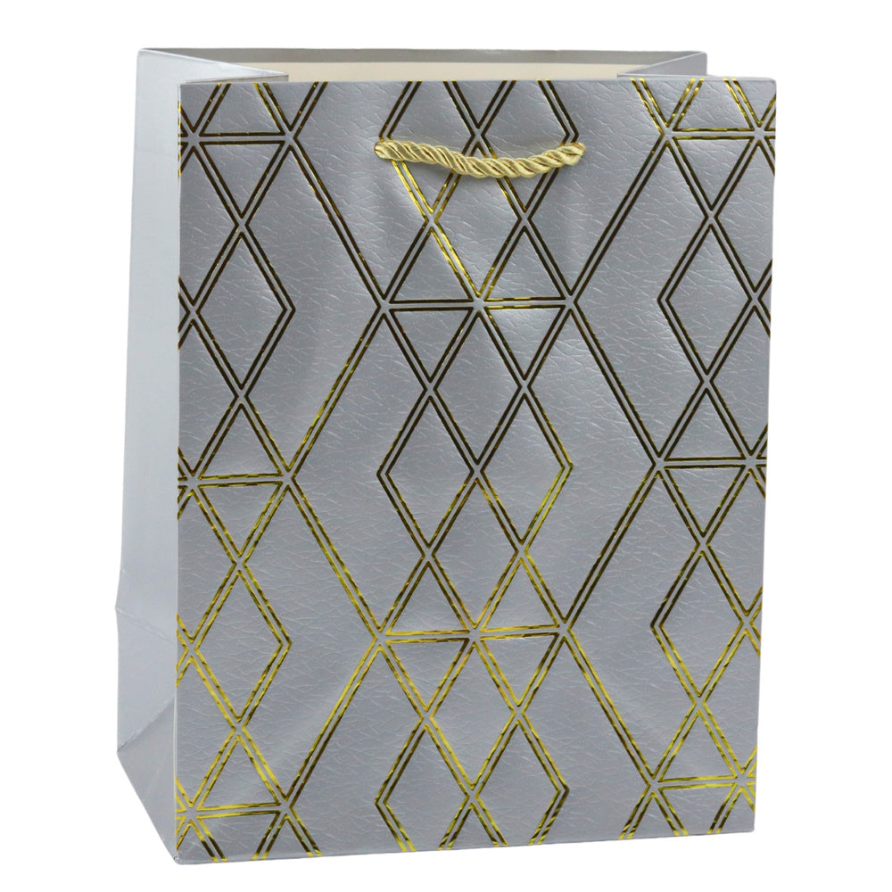 Dárková taška papírová elegantní – se zlatými vzory 23x18 cm