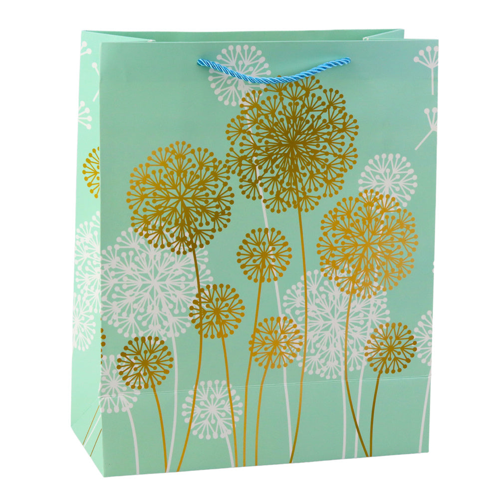 Dárková taška s pampeliškami – zlaté prvky 32x26x12cm