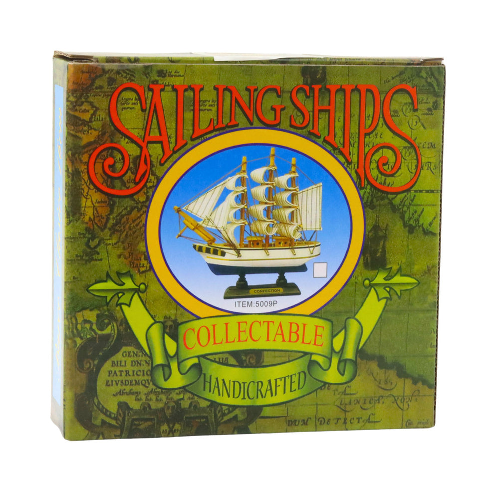 Dekorační model plachetnice trojstěžňové – bílo modrá