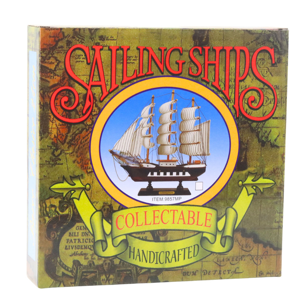 Dekorační model trojstěžníku – s plachtami bílý 24cm