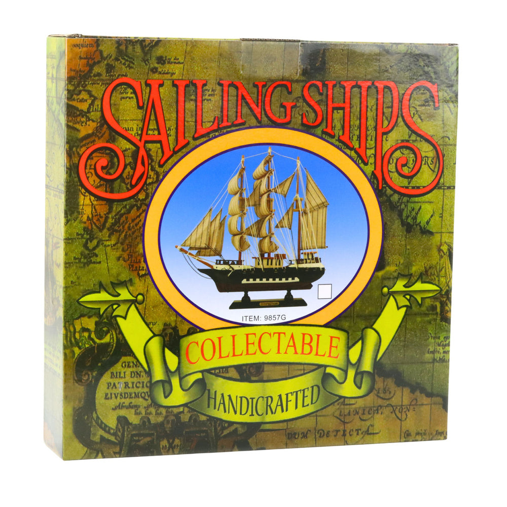 Dekorační žaglovec trojstěžňový – modro bílý 33cm