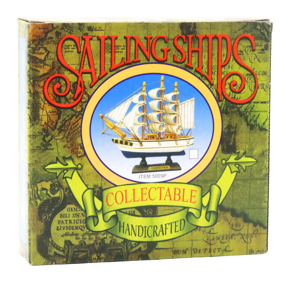 Dekorativní pirátská loď s černými plachtami – 16x15cm