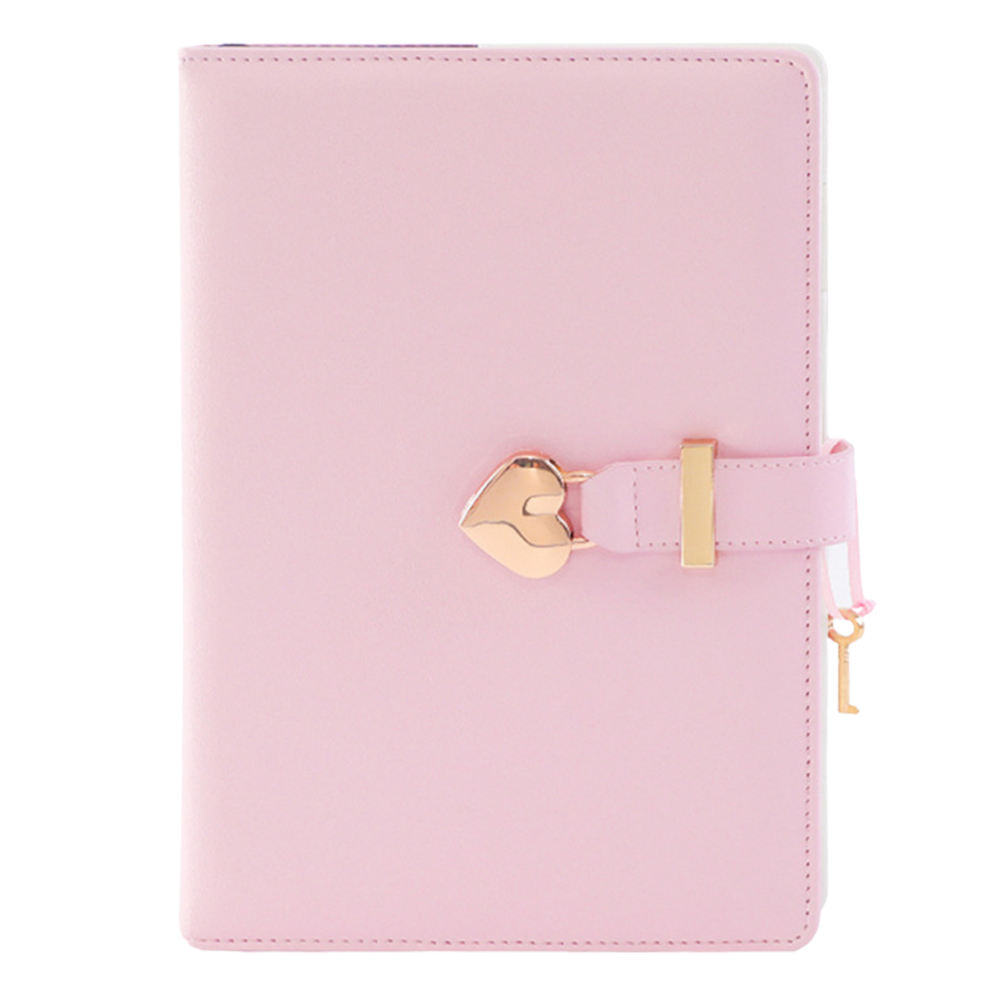 Deník s visacím zámkem – ve tvaru srdce růžový s klíčkem