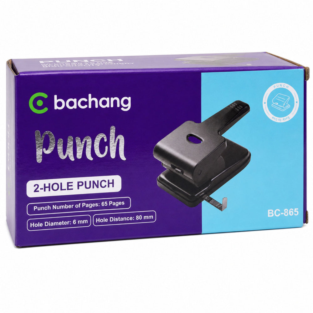 Děrovačka kancelářská ruční dvojitá kovová 65 listů – černá