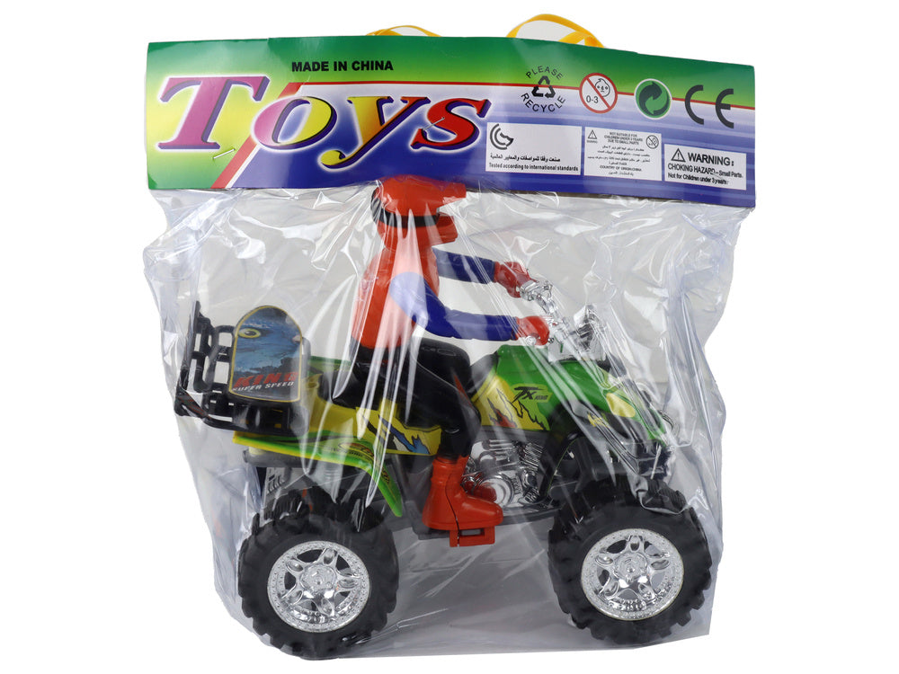 Dětská čtyřkolka s tlačnou tyčí – fricční pohon | zeleno žlutá