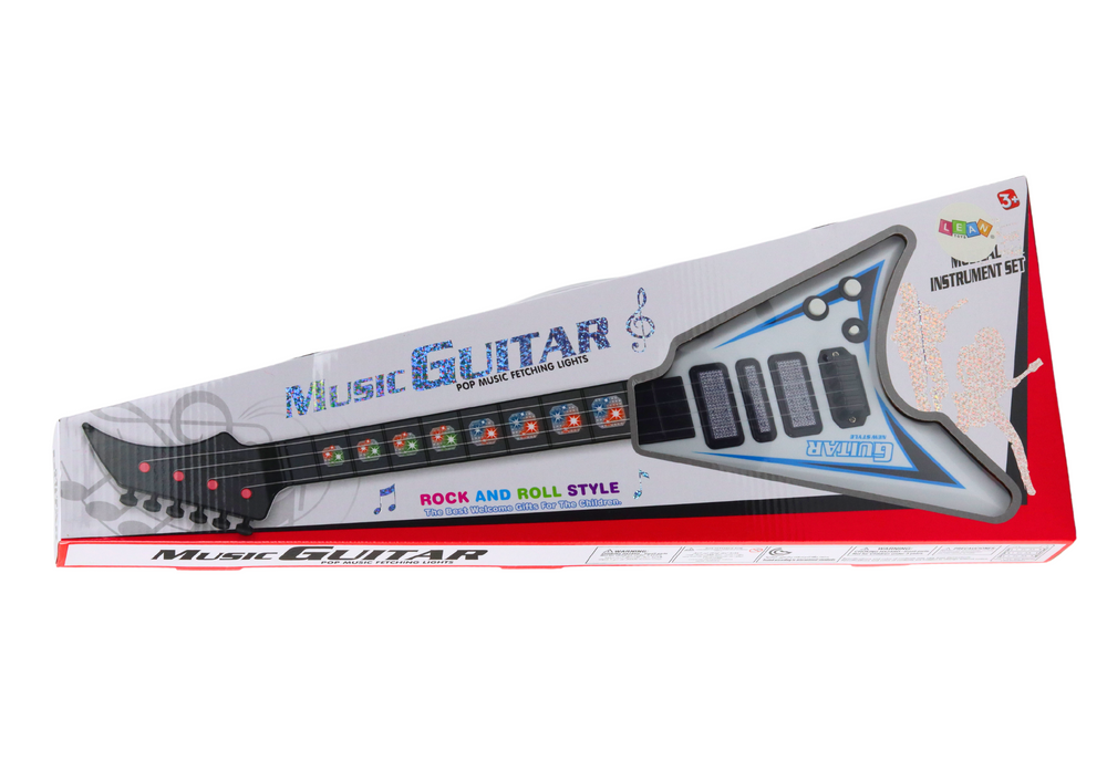 Dětská elektrická kytara se světelnými efekty a melodiemi bílá