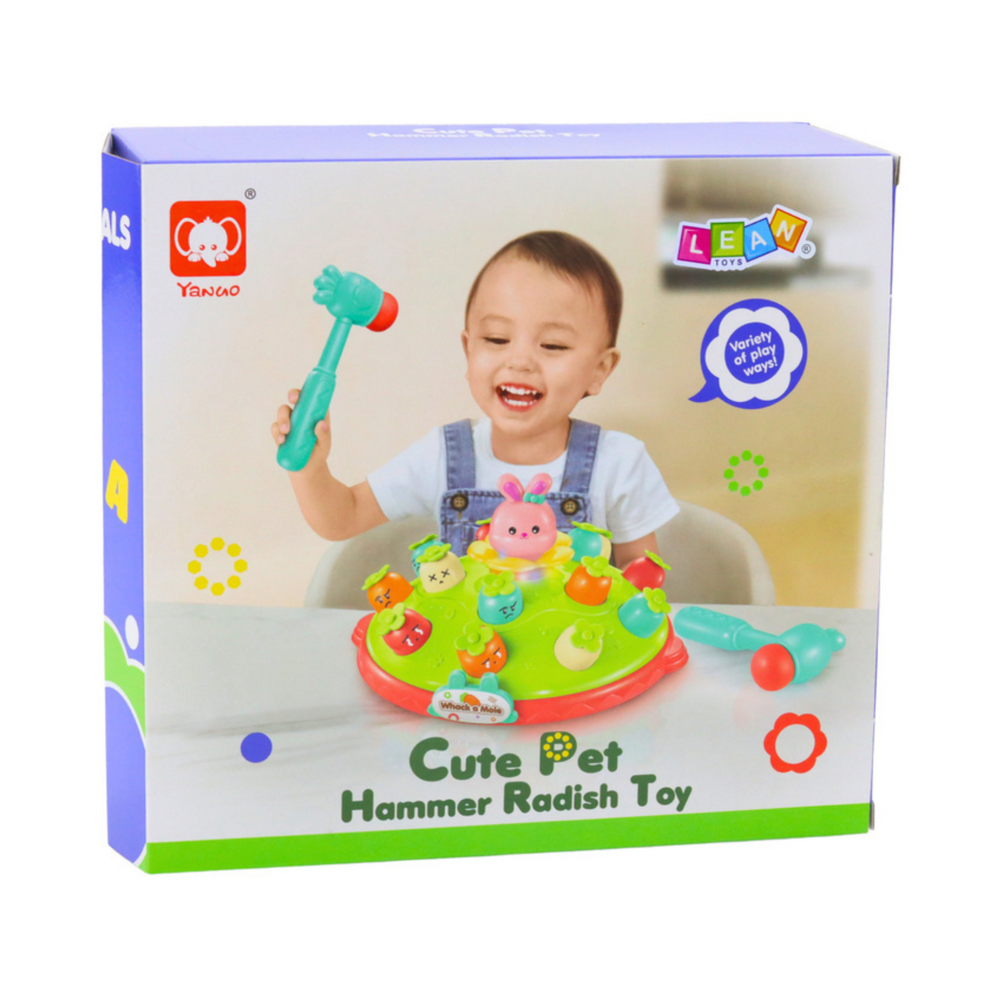 Dětská hra s kladívkem a mrkví – vyskakující králíček