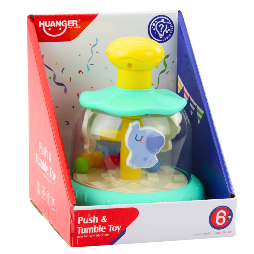 Dětská káča kolotoč s kuličkami a zvířátky hipopotam lev opička zelená