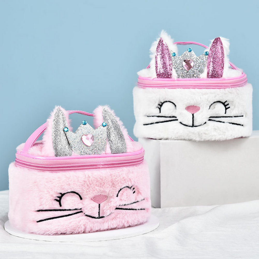 Dětská kosmetická taštička králíček – s třpytkami růžová 20cm