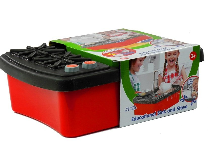 Dětská kuchyňka s dřezem – kohoutek s vodou a příslušenstvím