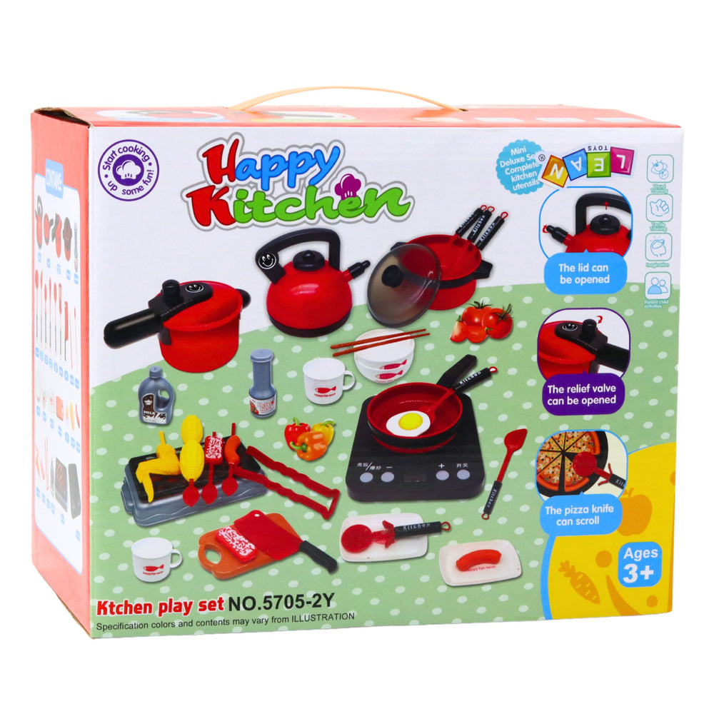 Dětská kuchyňka s hrnci – 36 dílů červeno černá