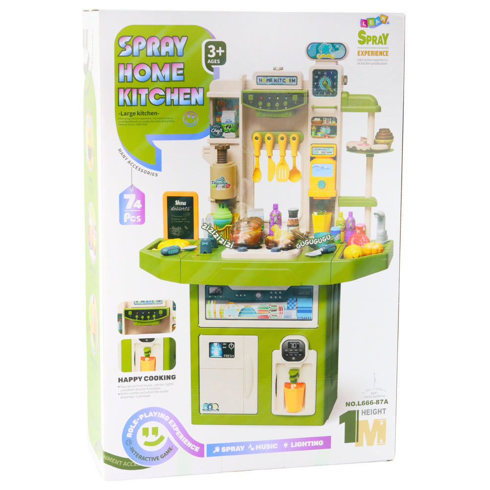 Dětská kuchyňka s příslušenstvím dřez s oběhem vody světla zvuky 71 dílů