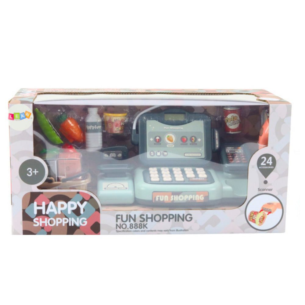 Dětská pokladna s potravinami skener košík 24 dílů