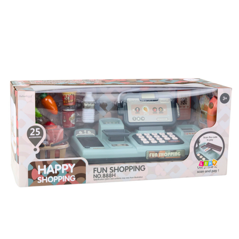 Dětská pokladna s váhou a mikrofonem – 25ks příslušenství
