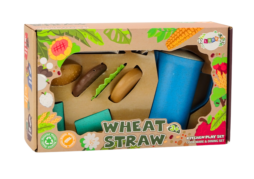 Dětská sada nádobí talířky hrníčky konvice hamburger příbory 11 ks