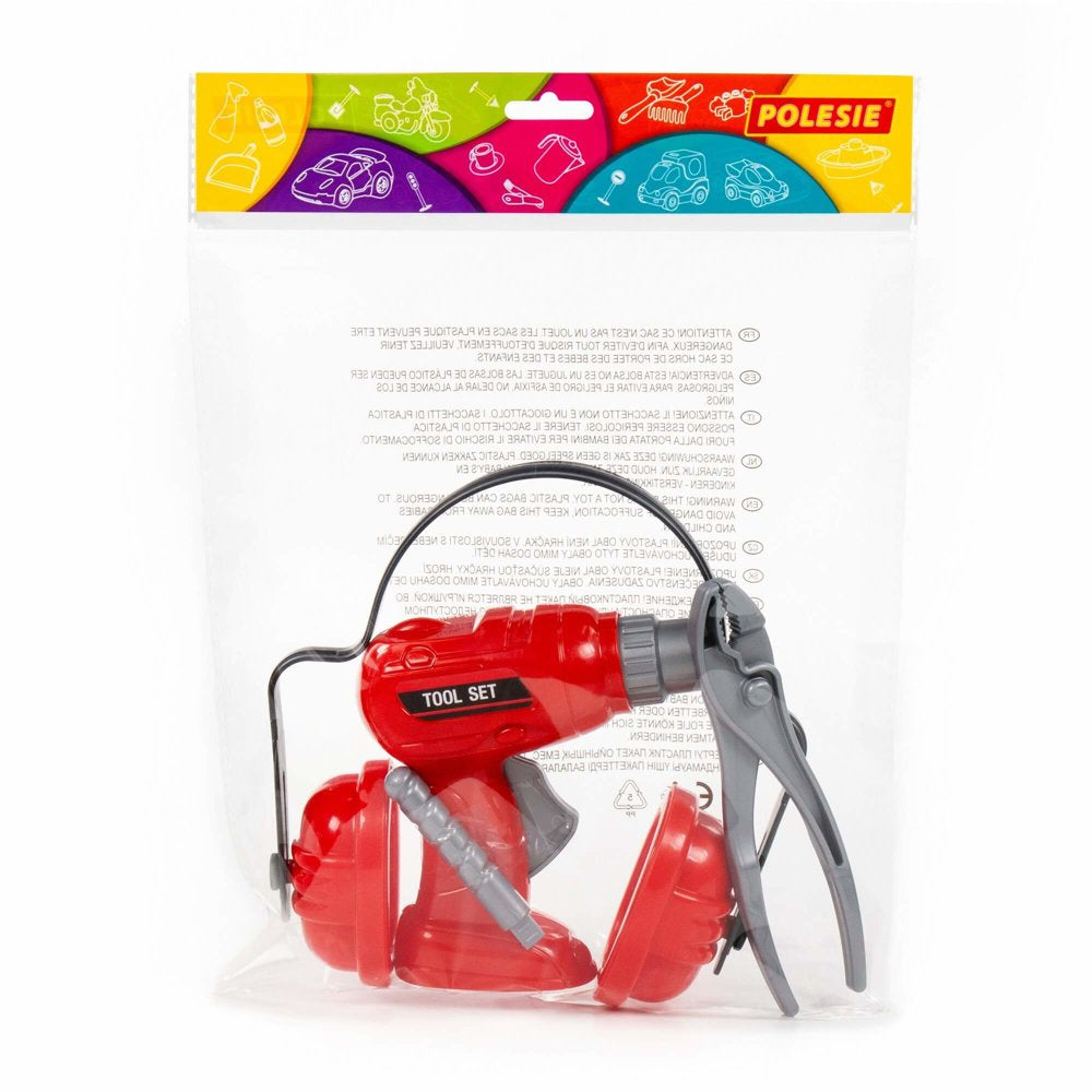 Dětská sada nářadí s vrtačkou sluchátky kleště červená