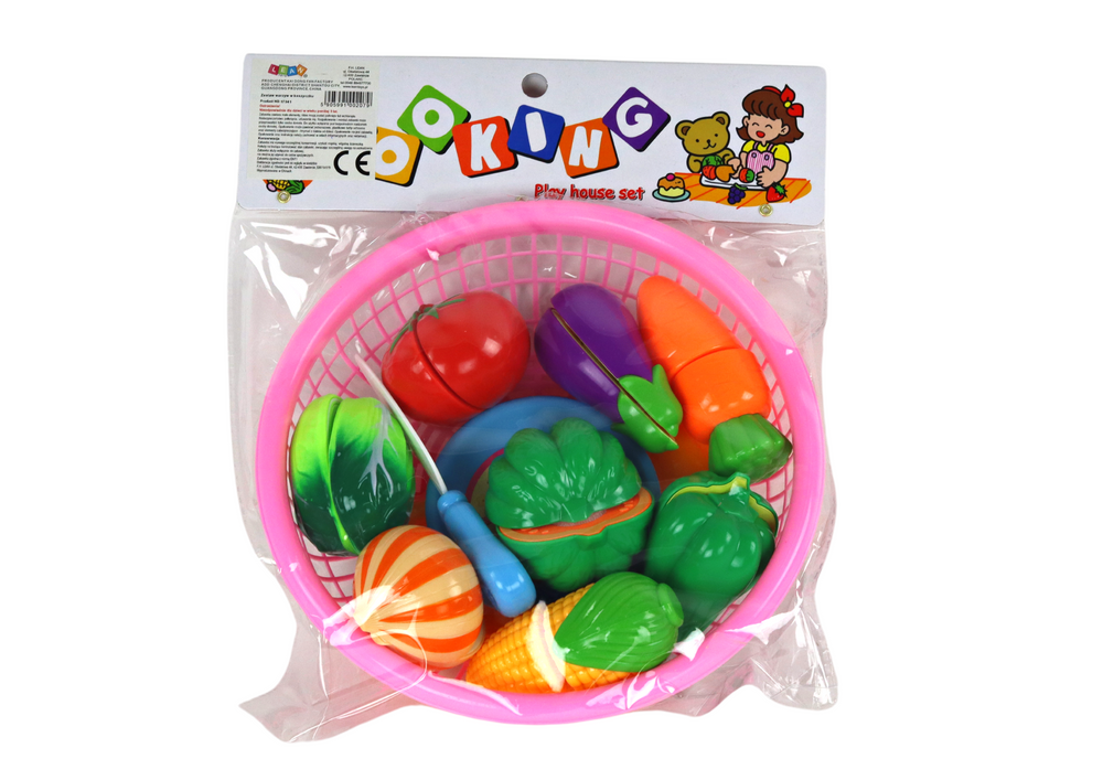 Dětská zelenina na suchý zip – 8 ks s košíčkem a nožem