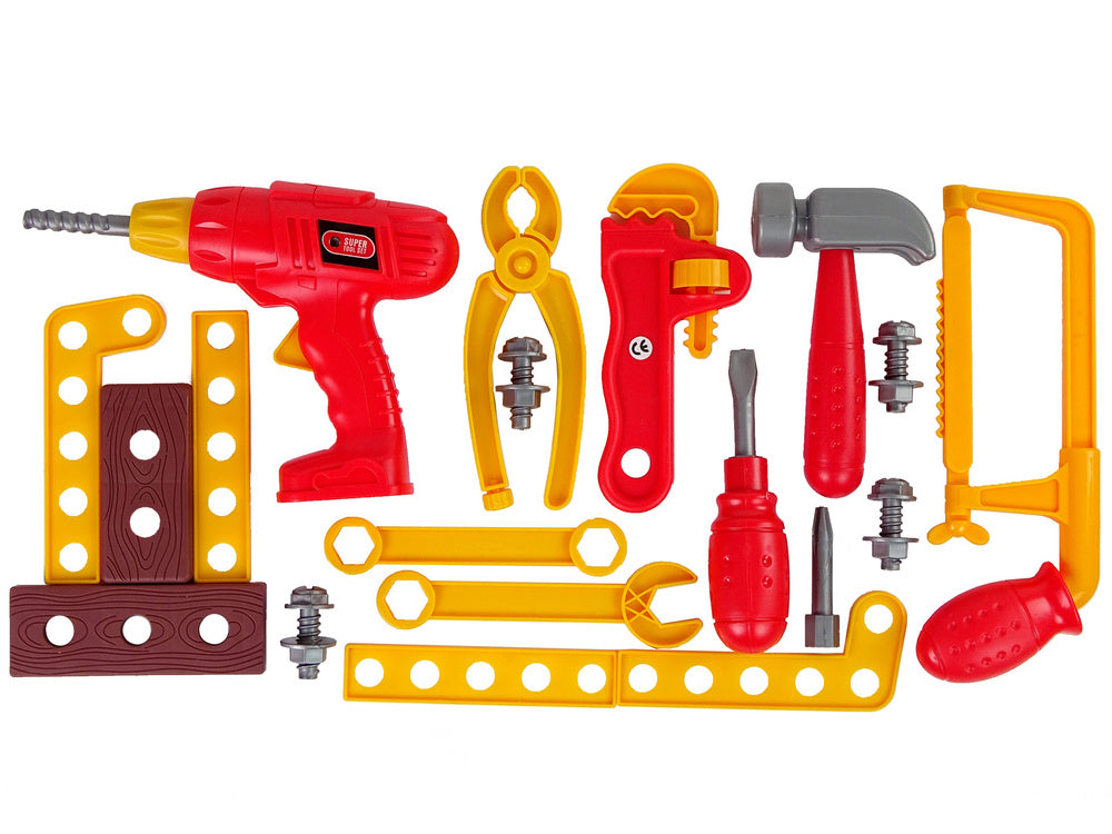 Dětské nářadí v kufříku – s vrtačkou a kleštěmi | červené