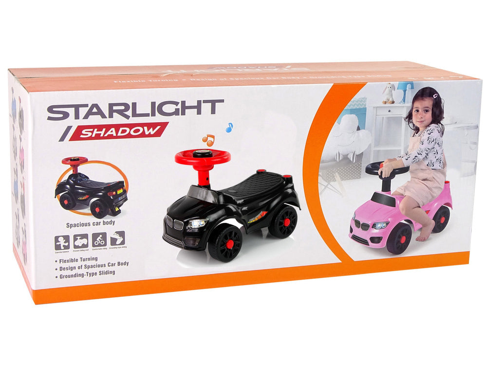 Dětské odrážedlo auto – s klaksonem a podpěrkou | černé