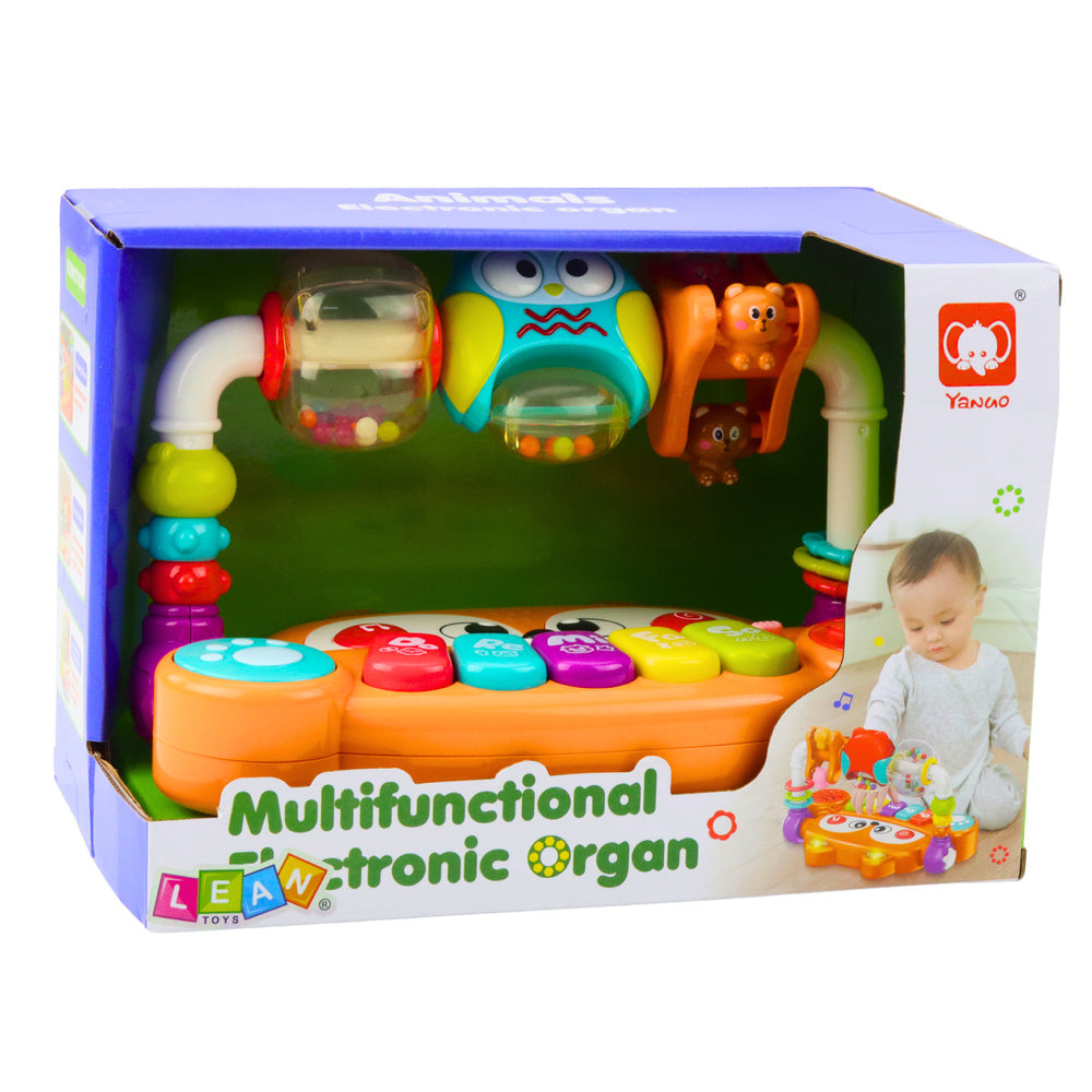 Dětské pianino interaktivní – s hračkami a sovičkou | oranžové
