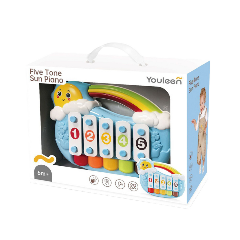 Dětské pianino pětitónové – vzdělávací slunéčko | modré