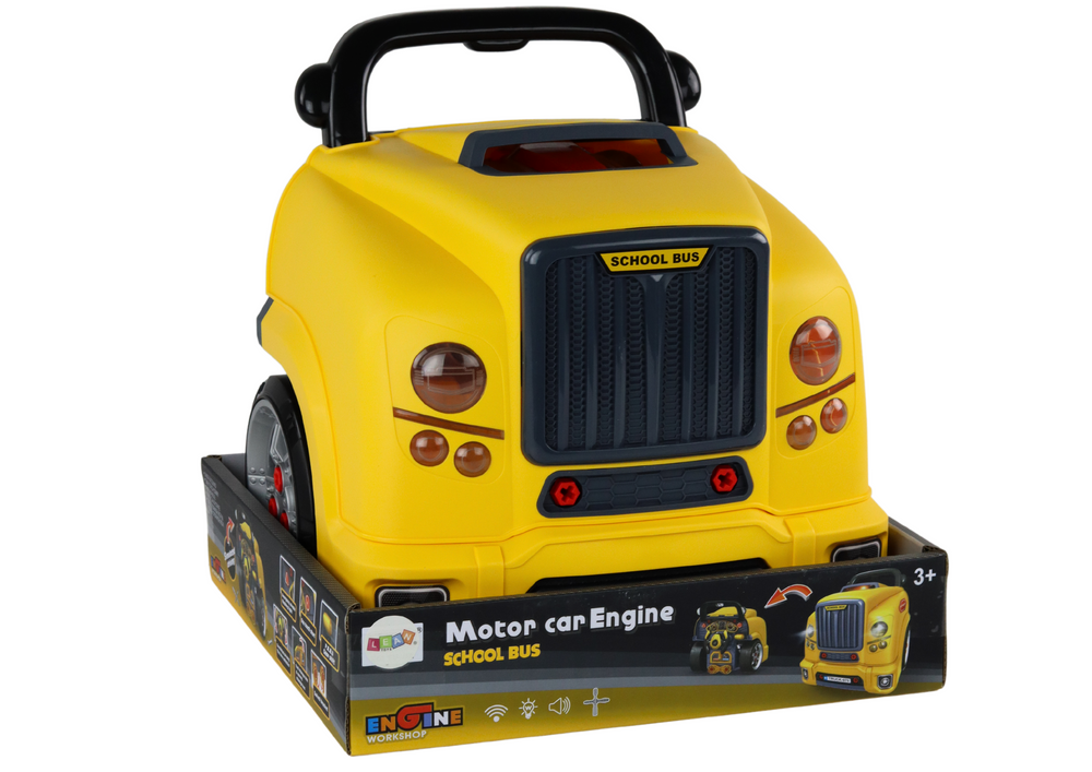 Dětský autobus dílna s nářadím – hračka k rozkrucování | žlutý