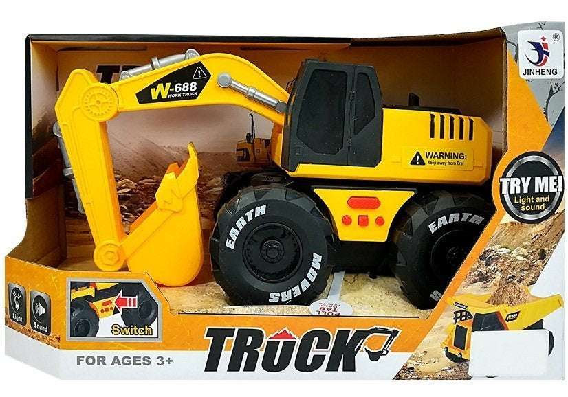 Dětský bagr s frikčním pohonem zvuky a světly žluto černý