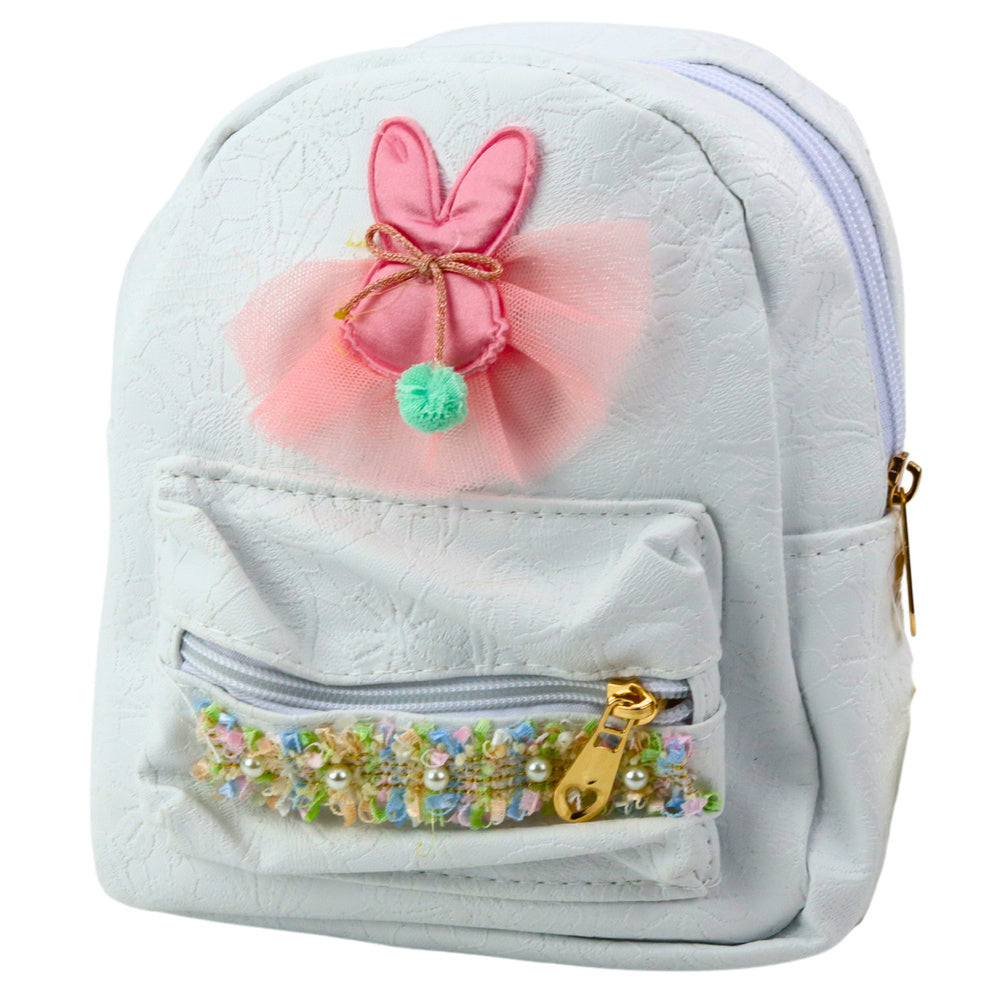 Dětský batoh s králíčkem a mašlí z tylu bílý 2,5L