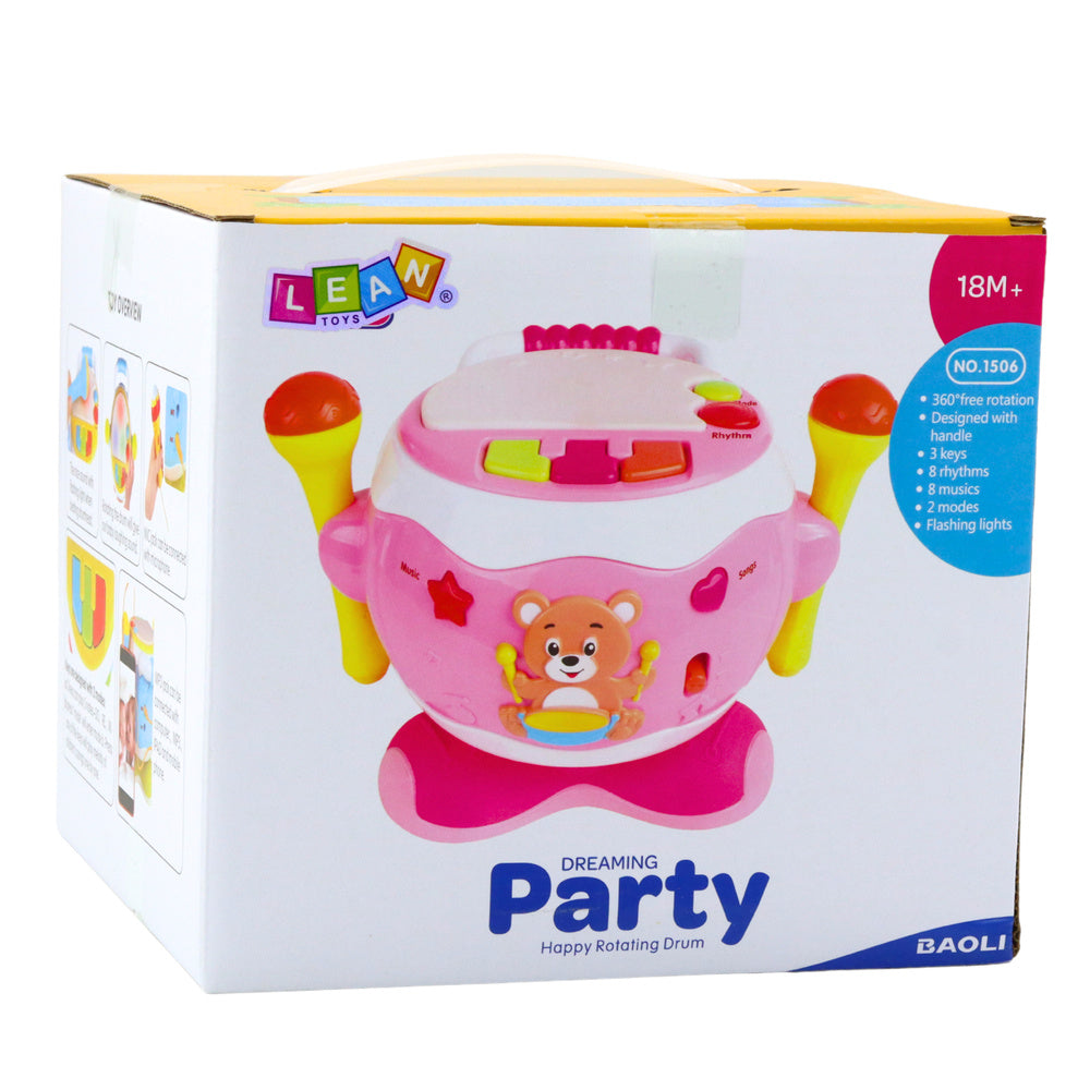 Dětský bubínek s mikrofonem interaktivní světla zvuky růžový