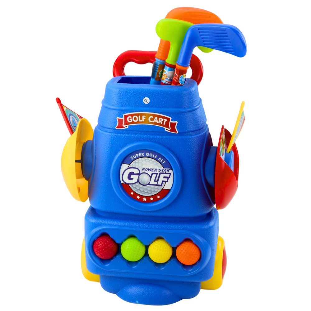 Dětský golfový set s vozíkem – 3 hole 2 vlaječky 4 míčky