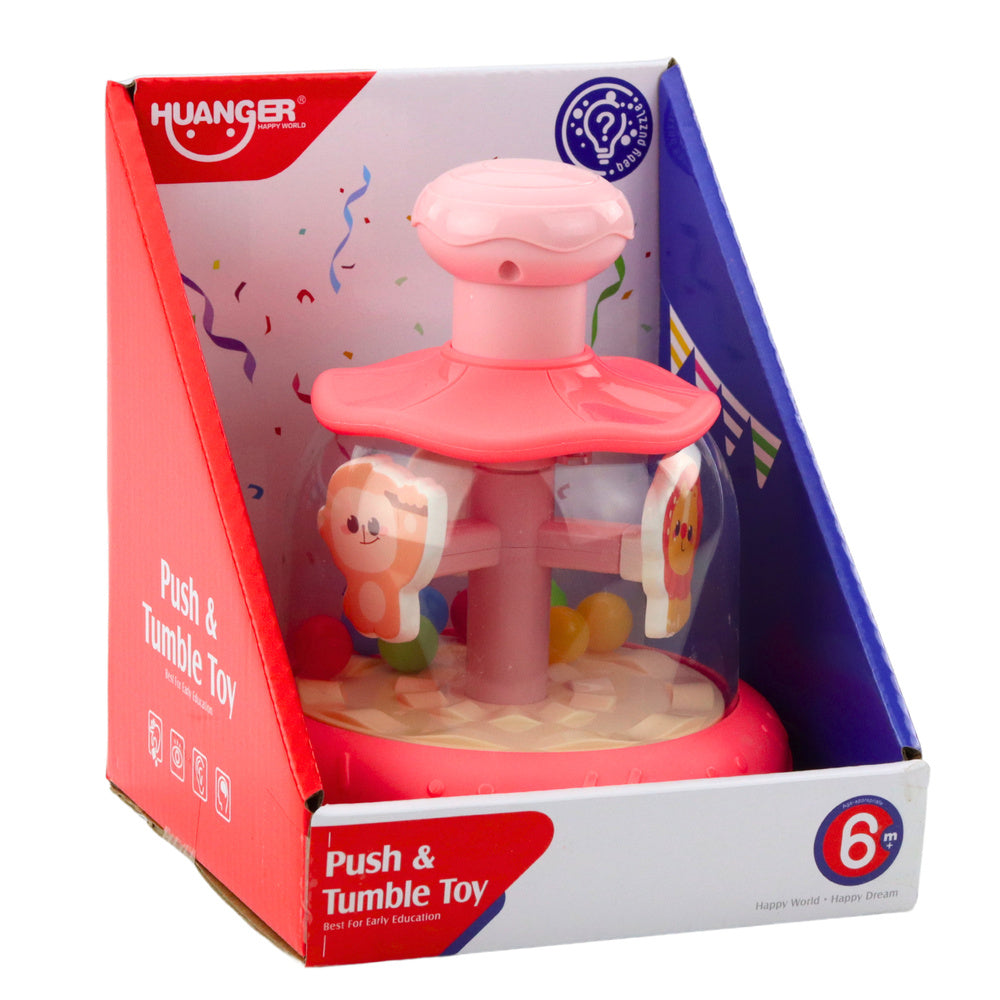 Dětský káča kolotoč s kuličkami a zvířátky hipopotam lev opička růžový