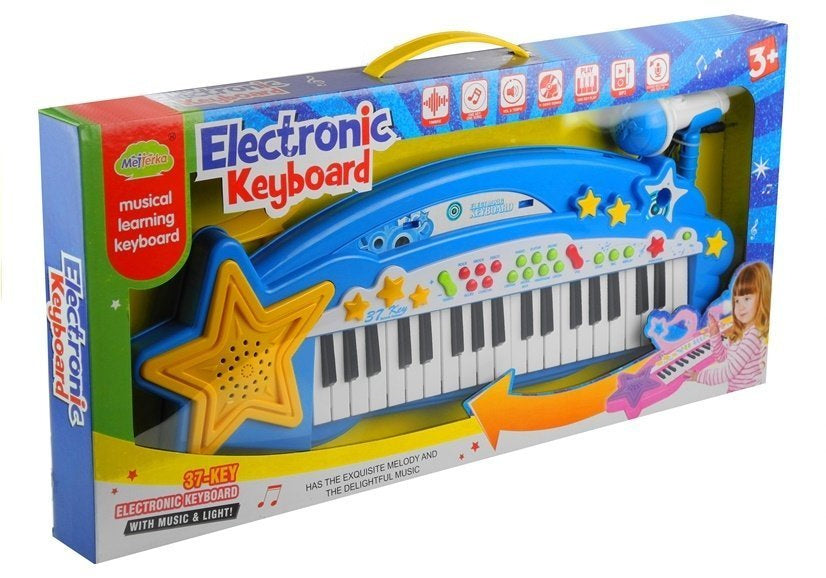 Dětský keyboard 37 kláves s mikrofonem a MP3 funkcí modrý