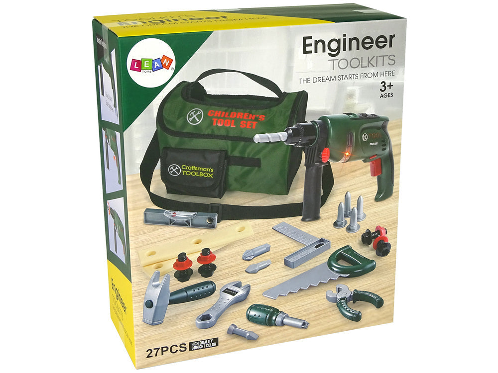 Dětský kufřík s nářadím vrtačka kladivo pila francouzský klíč