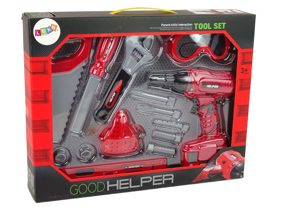 Dětský kufřík s nářadím – vrtačka pila brýle 14 dílů