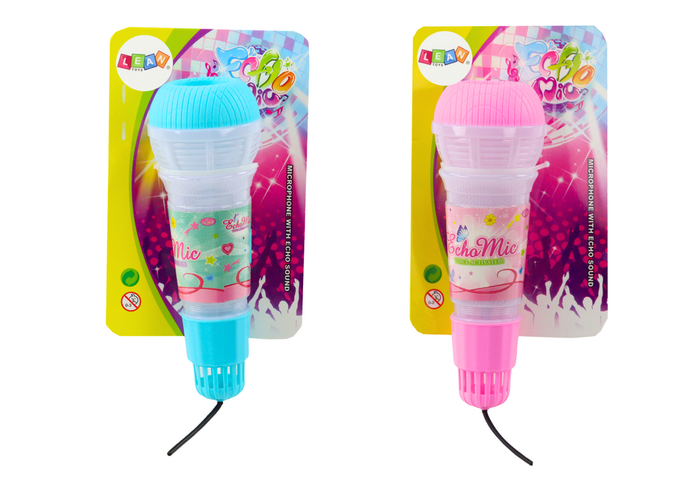 Dětský mikrofon s efektem echa a světelnými efekty růžový modrý