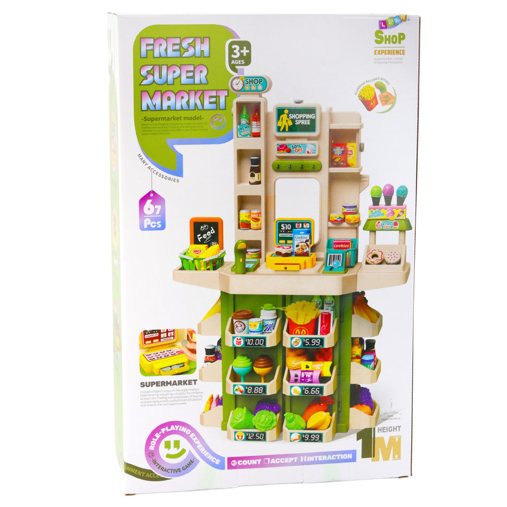 Dětský obchod supermarket interaktivní s pokladnou 67 dílů