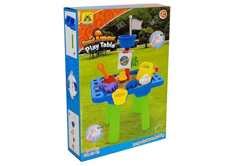 Dětský pískovací stolek s konvičkou lopatkou a formičkami