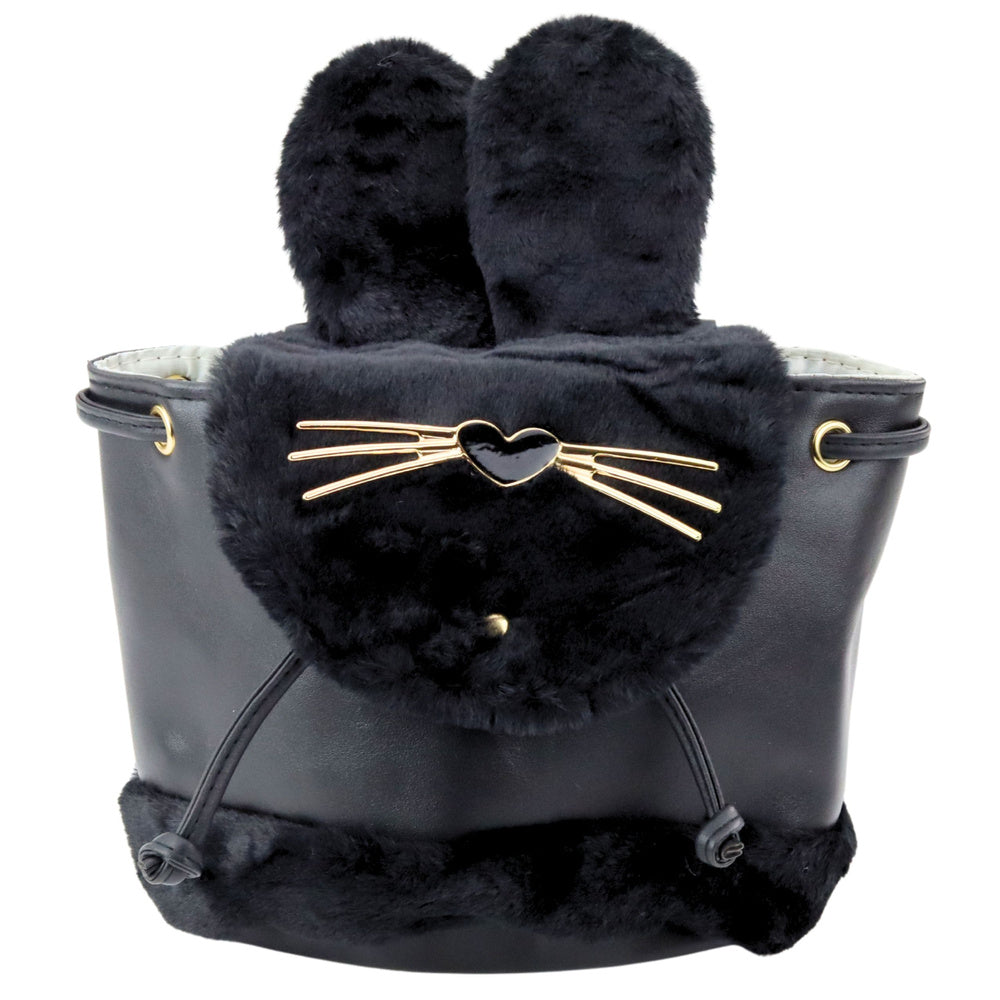 Dětský plyšový batoh se zajíčími ušima – černý 22cm