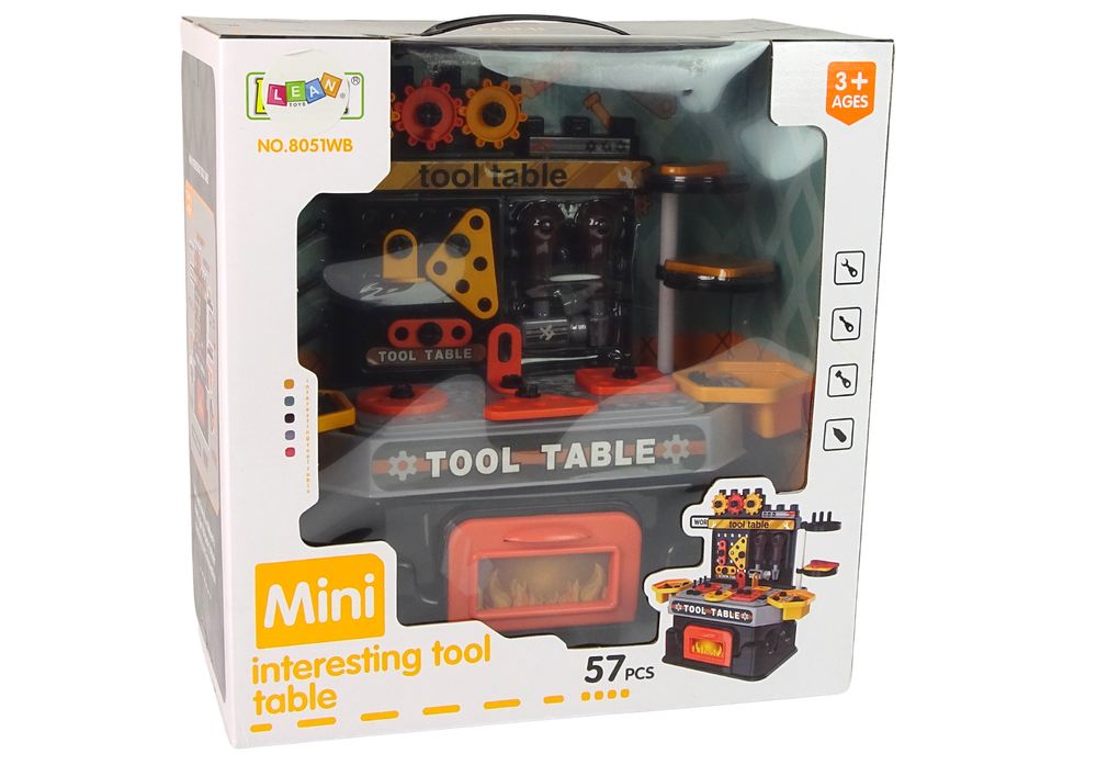 Dětský pracovní stůl s nářadím – 57 dílů pro malé kutily