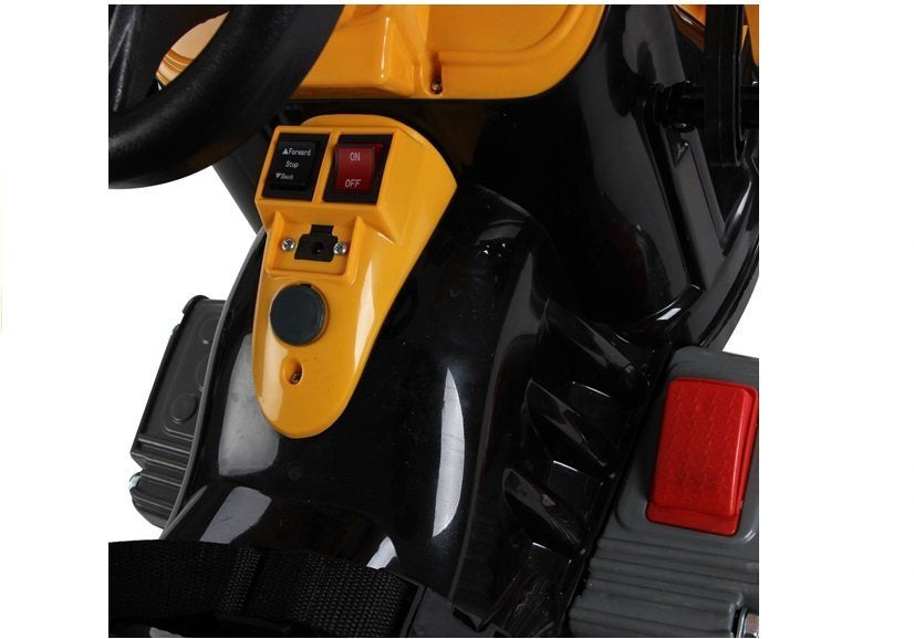 Dětský traktor na akumulator s lžící a kopačkou oranžový