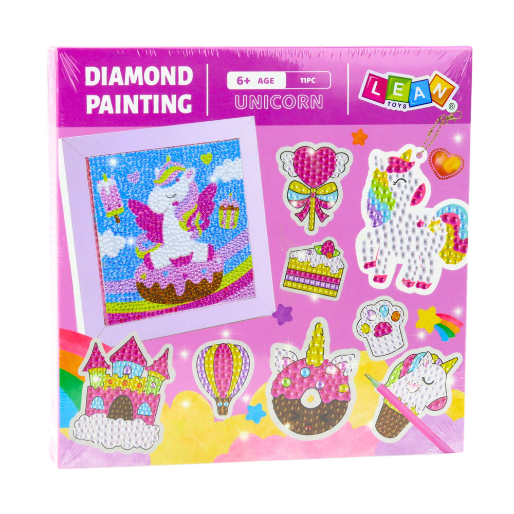 Diamantová mozaika jednorožci – s přívěsky a nálepkami
