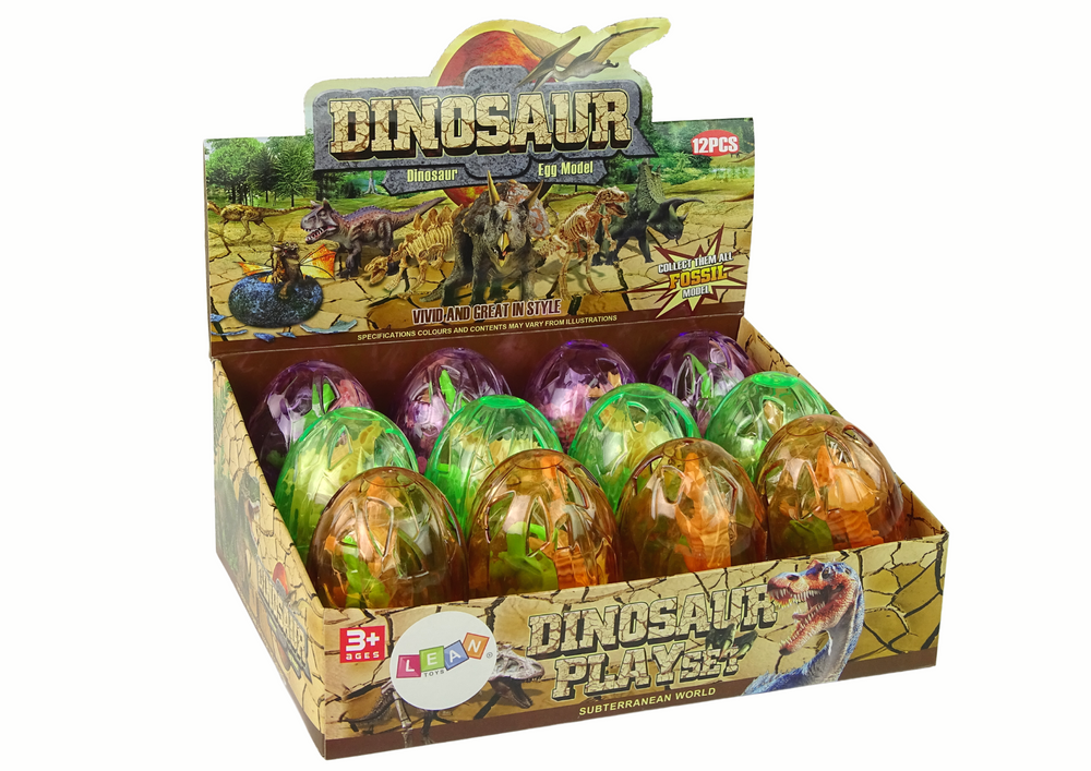 Dinosauří vejce s figurkami – 9 cm průhledné | 2 ks