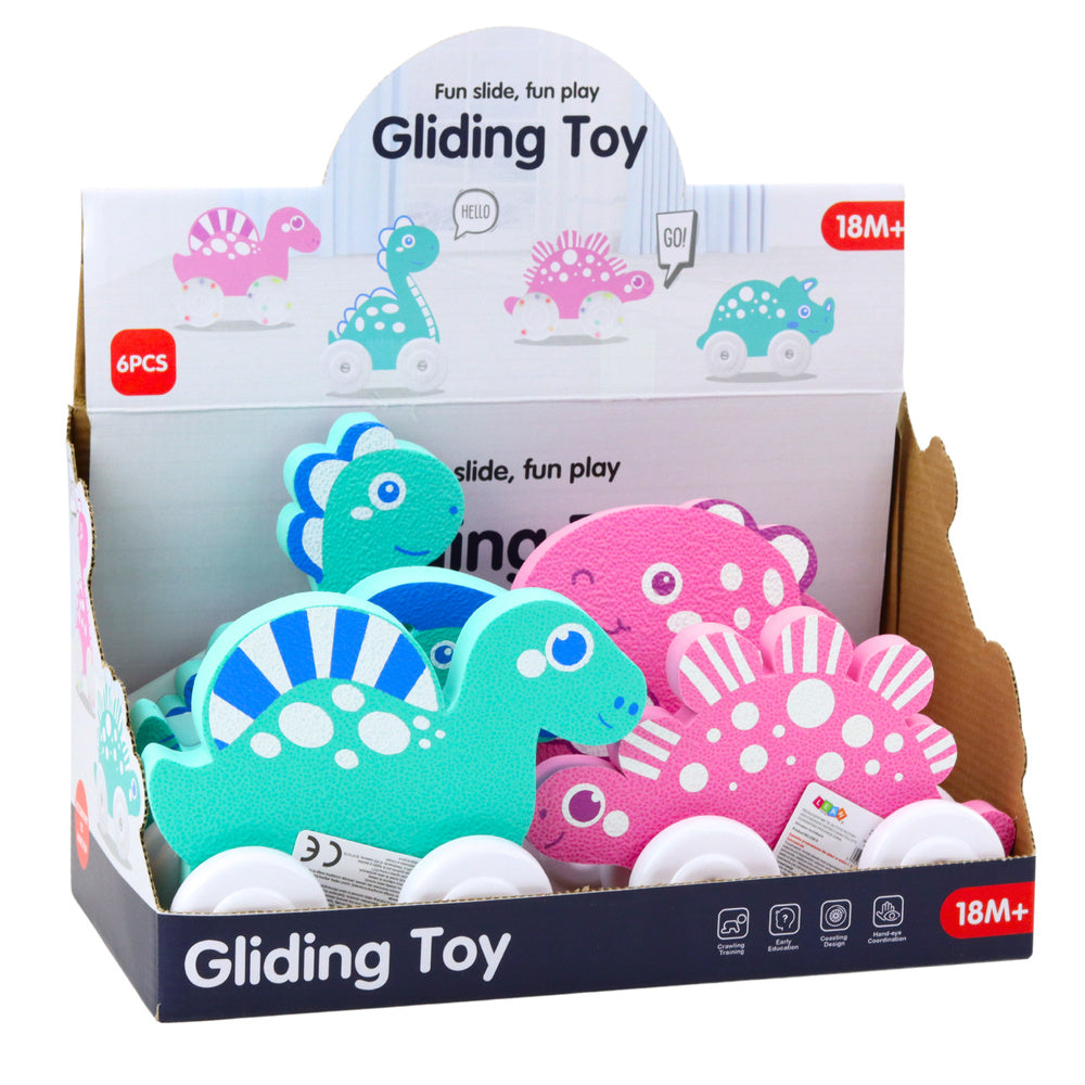 Dinozaur na kolečkách z pěny EVA pro nejmenší růžový modrý