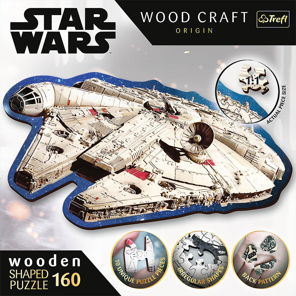 Dřevěné puzzle 160 dílků Millennium Falcon – Star Wars Trefl